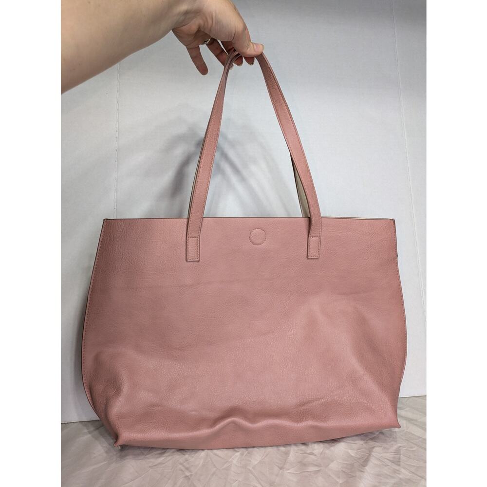 G. H. Bass & Co. White &‎ Pink Elephant Tote Bag Purse Faux Leather Boho Aztec - Picture 2 of 7